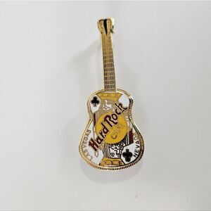 Vintage Hard Rock Cafe Las Vegas Nevada King Playing Card Guitar Pin Brooch